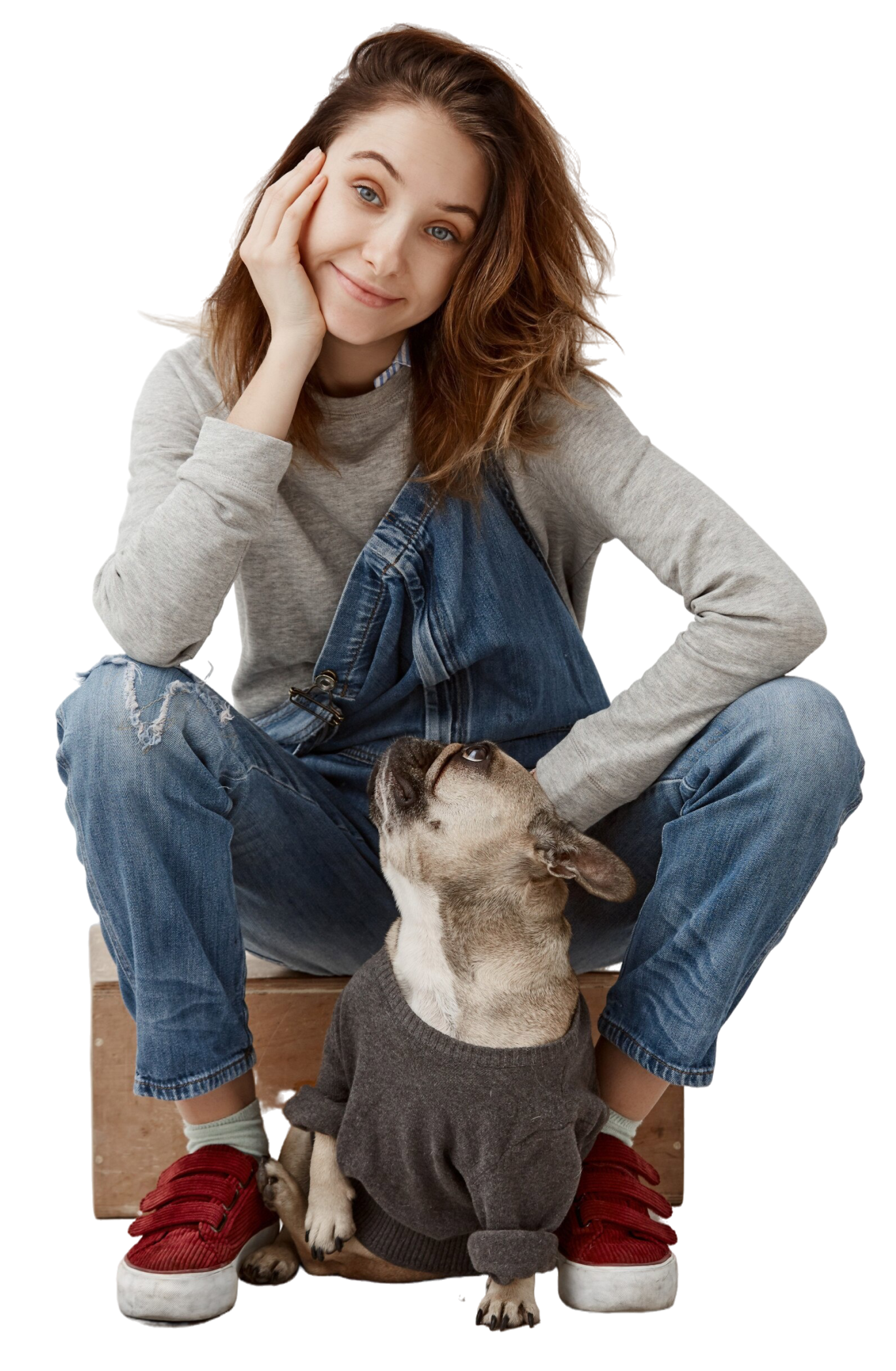 perro-pequeno-linda-mujer-cabello-castano-que-fluye-sentado-caja-sosteniendo-su-cabeza-mano-dueno-mascota-hembra-disfrutando-compania-su-bulldog-frances-concepto-amistad perro-pequeno-linda-mujer-cabello-castano-que-fluye-sentado-caja-sosteniendo-su-cabeza-mano-dueno-mascota-hembra-disfrutando-compania-su-bulldog-frances-concepto-amistad